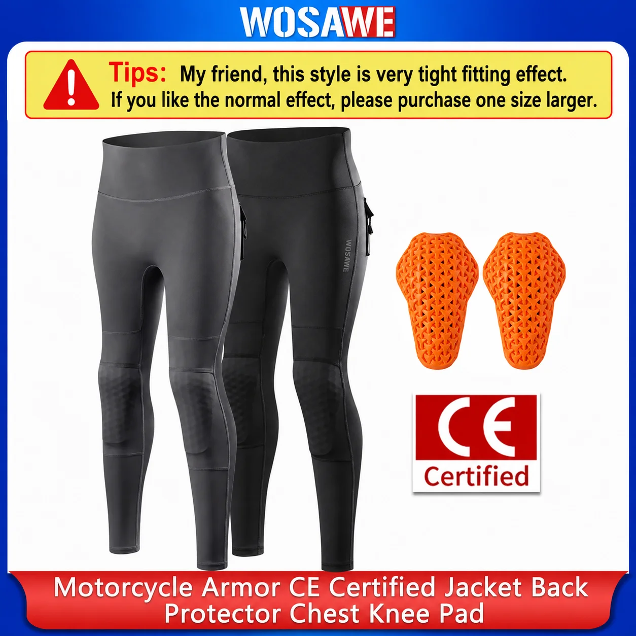 WOSAWE Women Motorcycle Pants High Waist Stretchy Reflective Slim Fit Riding Trousers Peach Hip