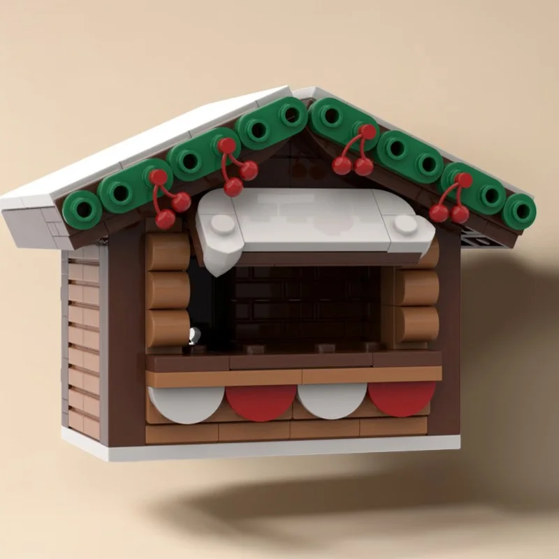 Christmas Street Scene Series Building Block 173 PCS Winter Market Stall Modular Model Brick Creative Assembly Toy Birthday Gift