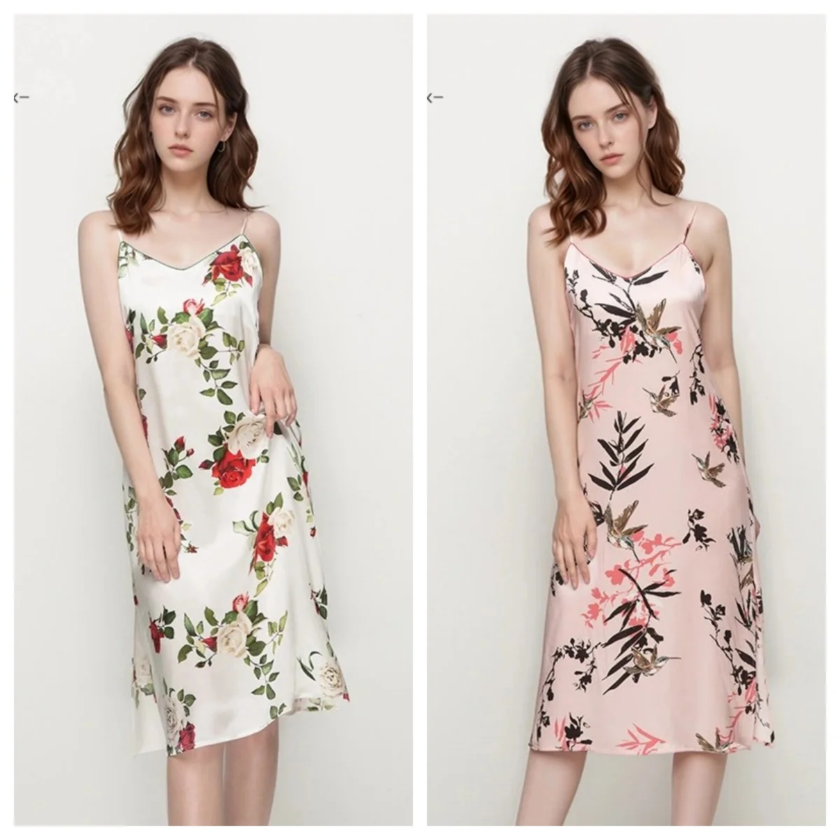 

2025 Summer Latest Women's Luxury 100% Mulberry Silk Sleepwear Dress - Sexy Spaghetti Strap Maxi Nightdress for Loungewear