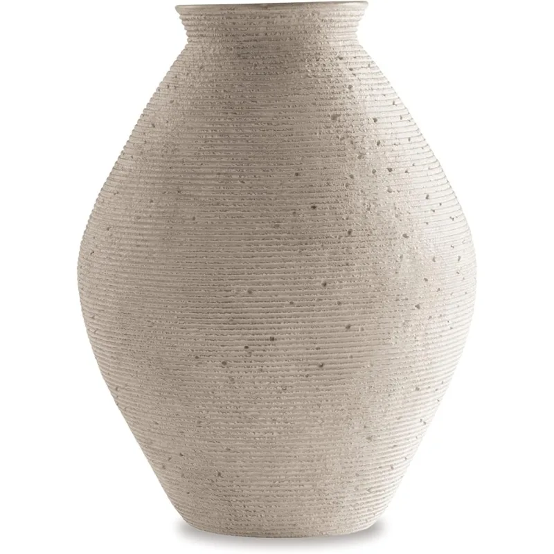 

Hannela 17" Modern Distressed Polyresin Vase, Antique Tan