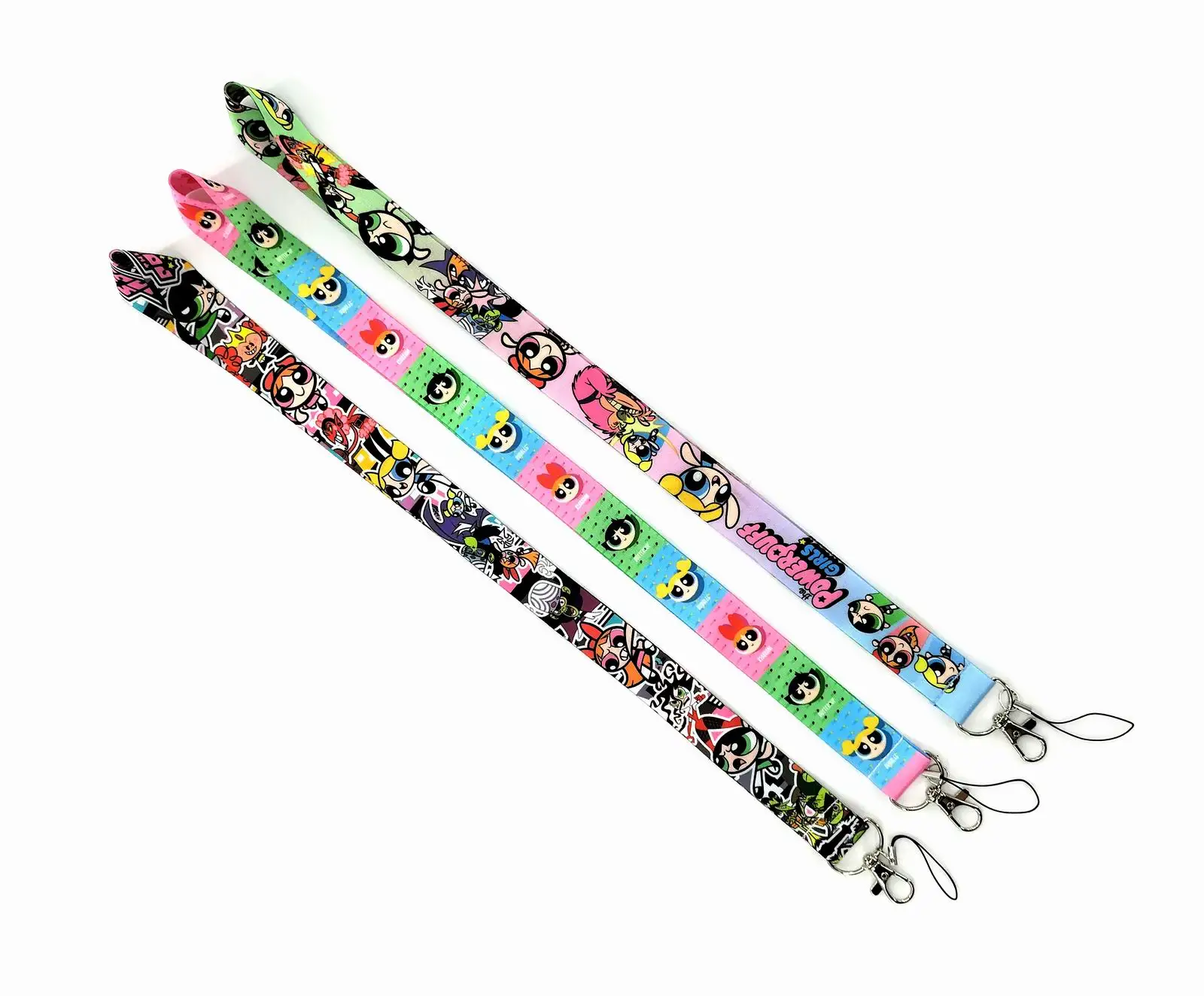 Disney POWERPUFF GIRLS Keychain Pass Gym ID Card Badge Holder Mobile Phone Neck Straps DIY Hang Rope Webbing Ribbon Accessories