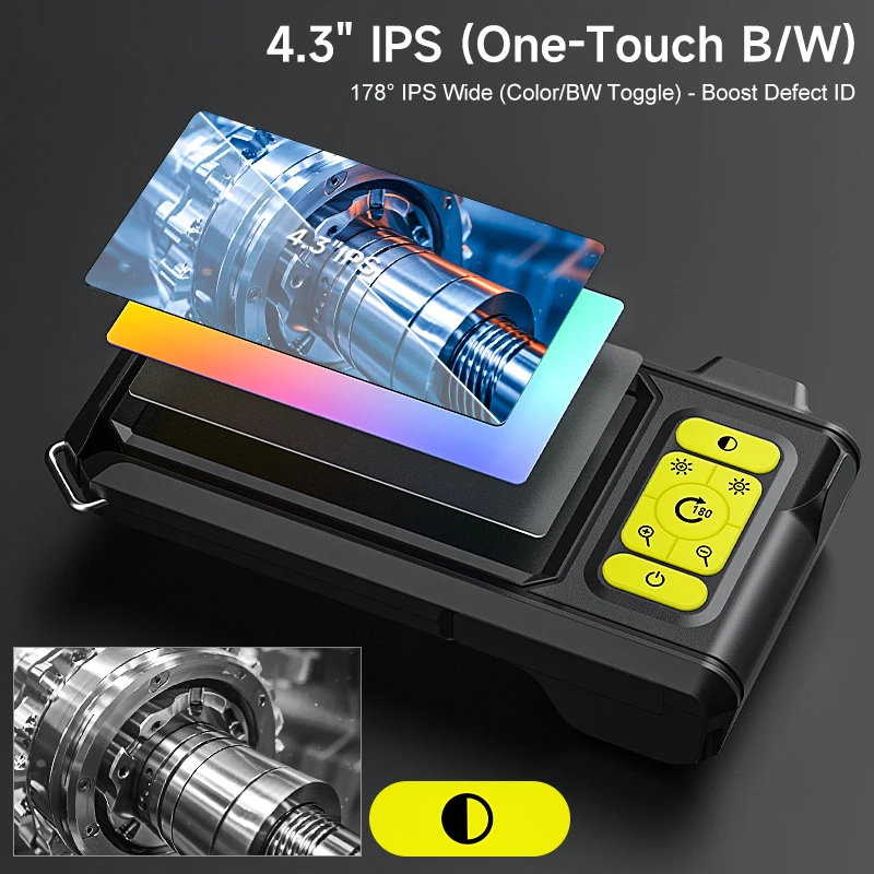 듀얼 내시경 자동차 검사 내시경 배관 카메라 4.3 "IPS 스크린 HD1080P 8MM 프로브 8LED 방수 검정색 보관함 포함