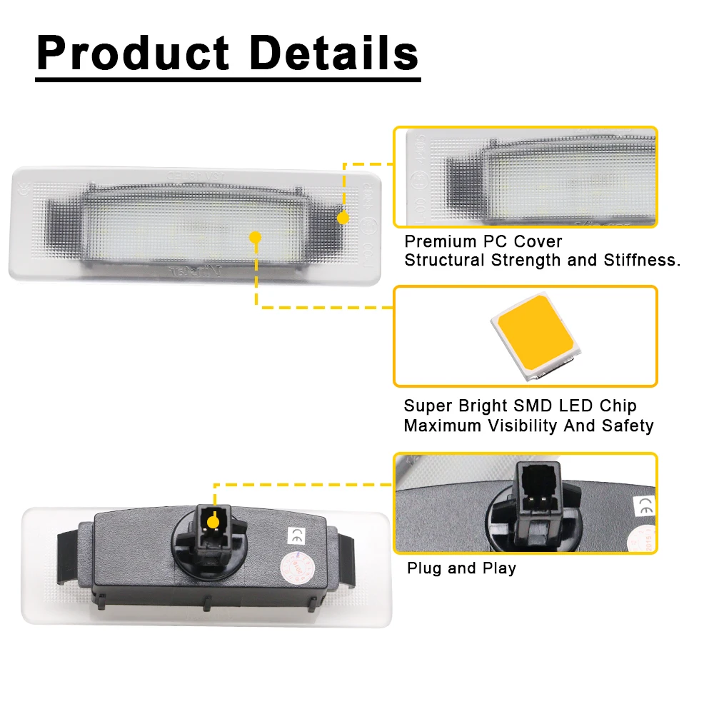 2pcs LED License Plate Light For Kia sportage 2016 2017 2018 2019 2020 2021 2022 Number Lamp For Hyundai Tucson Sonata