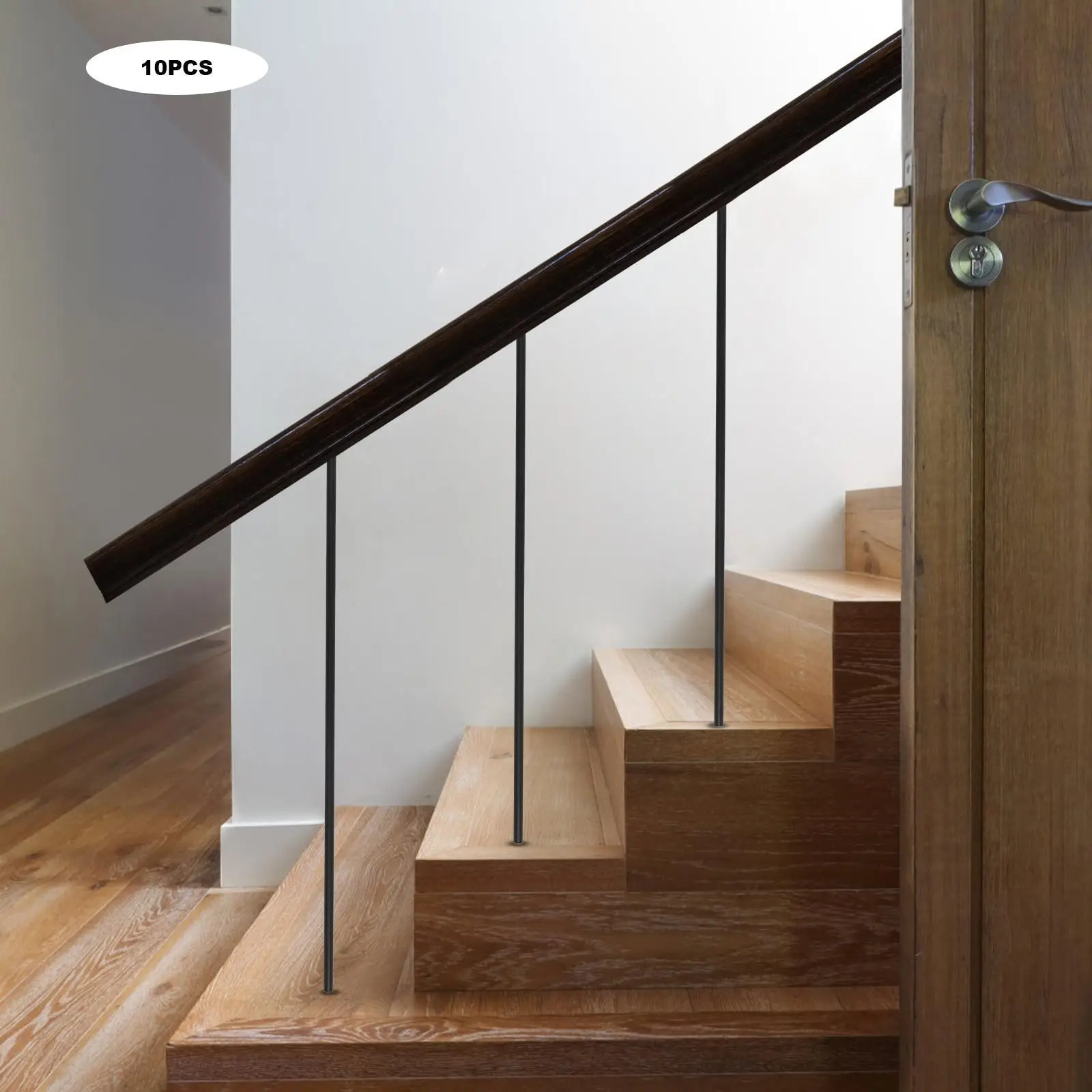 

10 шт. черных железных круглых направляющих-рейлингов 44x5/8 дюймов, лаконичный линейный дизайн, идеально подходят для современных интерьерных акцентов