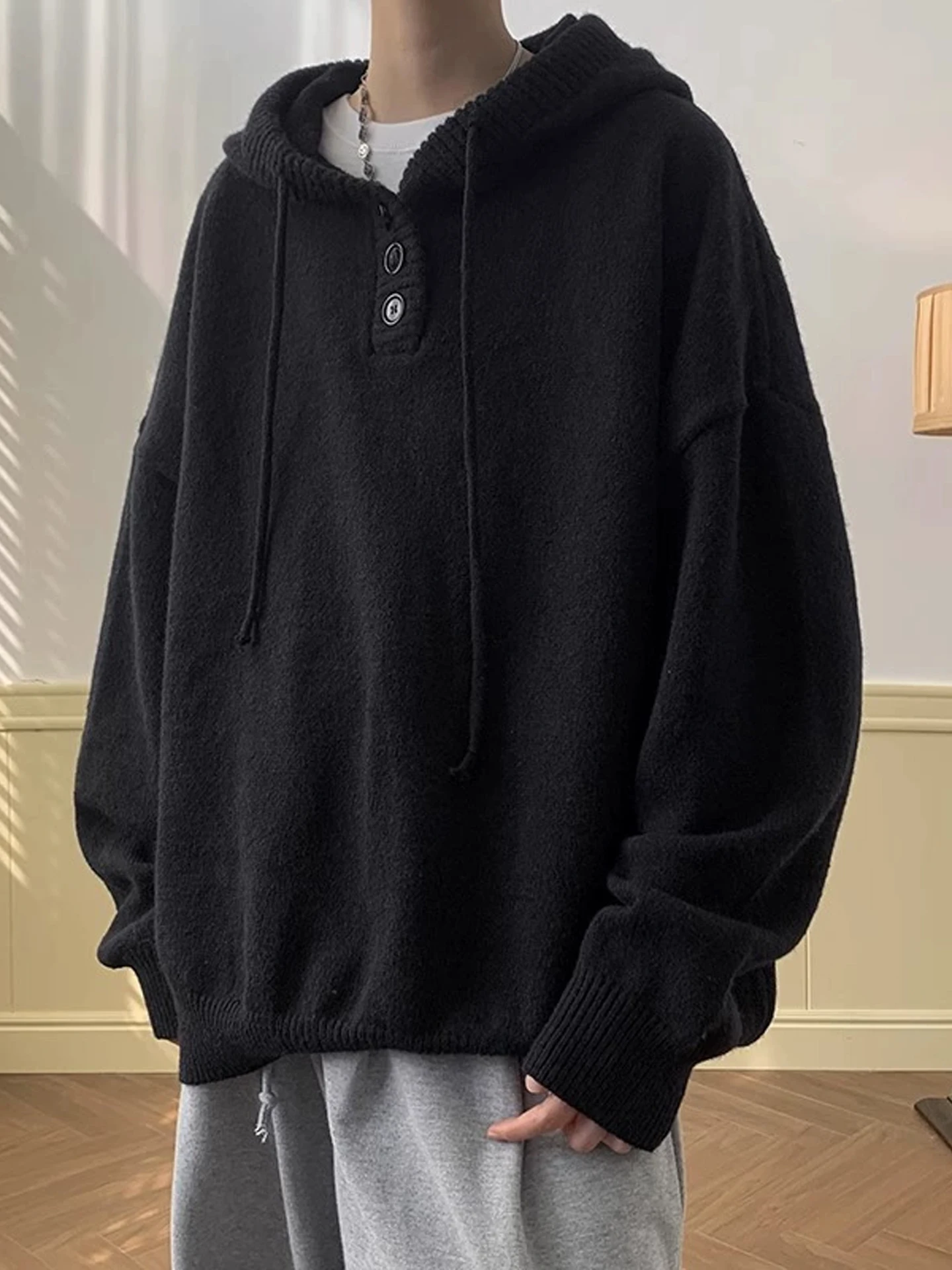 

Ce Brown Knitted Hoodie Sweatirt Men's Women's Autumn Winter Sle Lazy Trendy Design High Quali Sweater Coat