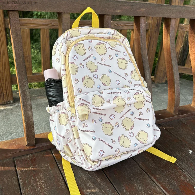 Sanrio Cartoon Pom Pom Purin College Style Backpack Y2k Teenage Girl Japan Korean Style Schoolbag Women Fashion Shoulder Bags