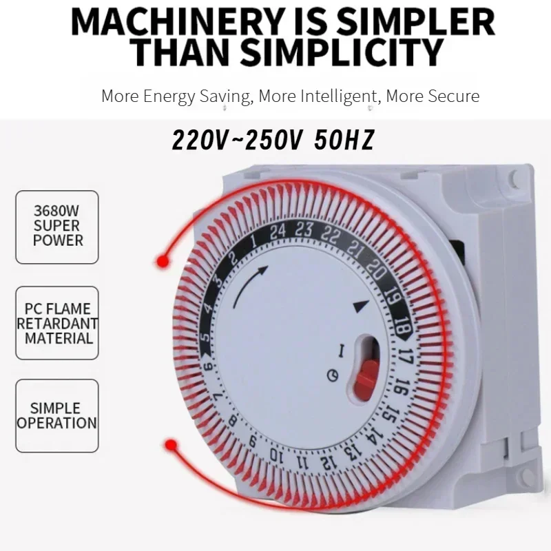 Uniteelec Mechanical Countdown Timer Switch Silent Board Household Countdown Time Switches Socket 24-hours Timer FRK