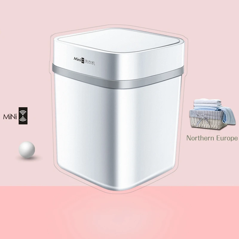 Ultrasonic Turbo 10L Automatic Electric Roller Mini Washing Machine Portable Quick Clean Washing Tool(Macaron White)