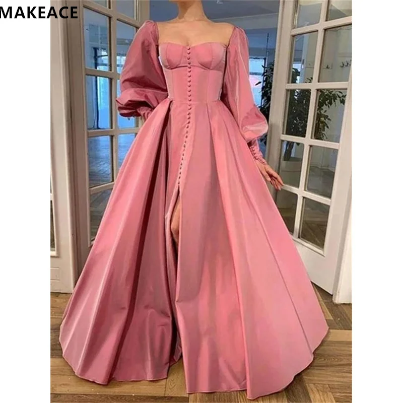 Vestidos de novia de corte en A para mujer, color rosa brillante, sin tirantes, con cordones, largo hasta el suelo, satén, Formal, vestido de fiesta de boda personalizado, 2023