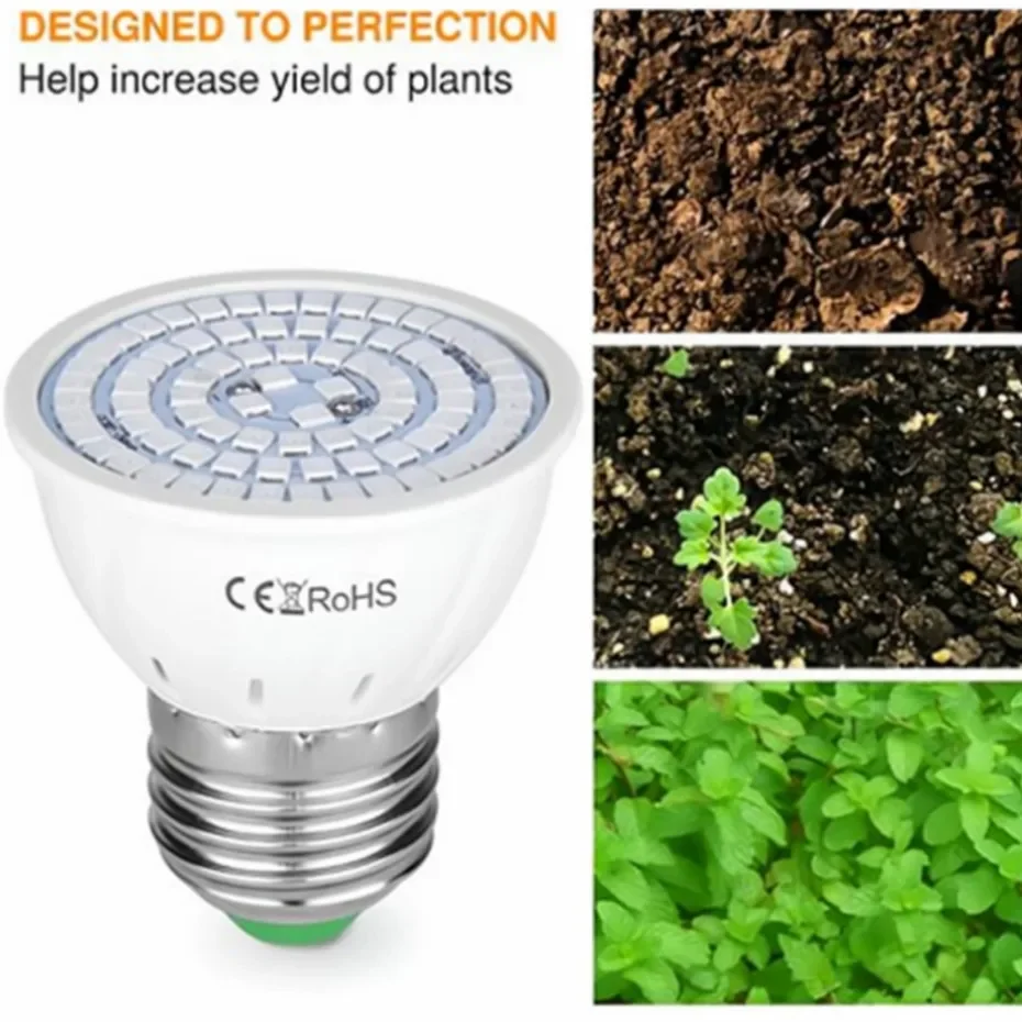 Bombilla LED de espectro completo para cultivo de plantas de interior, lámpara hidropónica para invernadero, E27, E14, GU10, MR16, 220V, 2 piezas