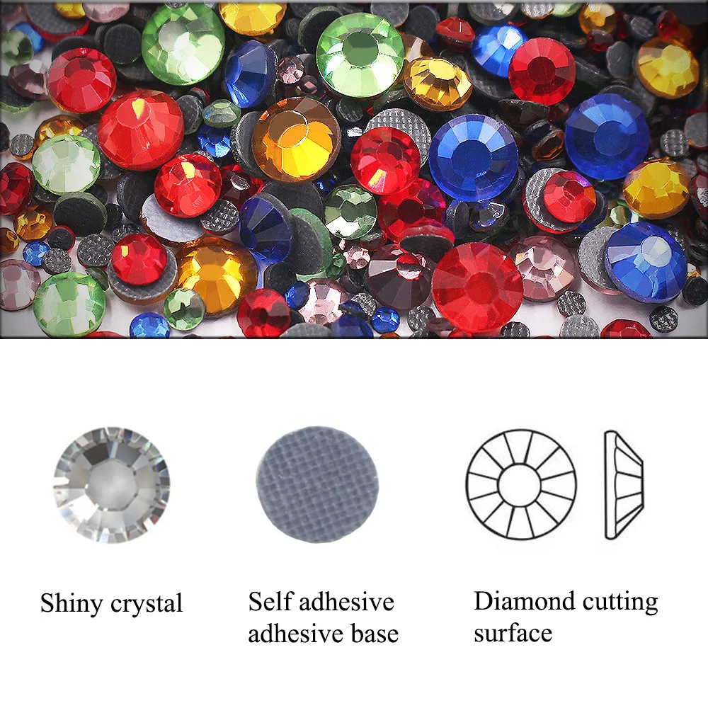 Glitter Stones 1500pcs-3000pcs Glue Flatback Shiny Crystals Strass Beads DIY Garment Gems Crafts Hotfix Rhinestones for Clothes