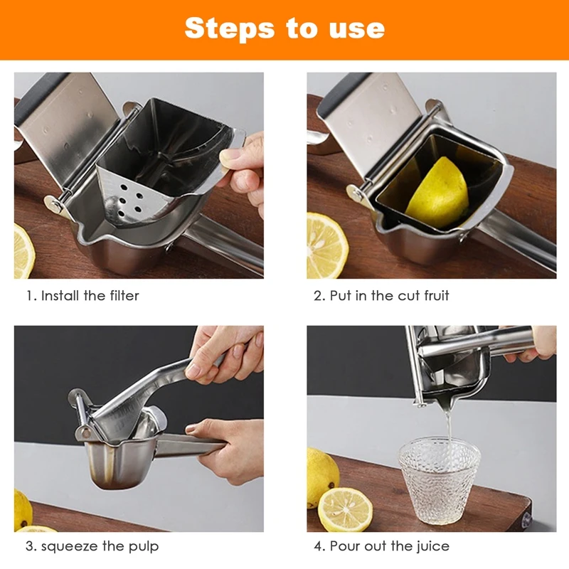 Orange Juicer Fruit Press Processor Apple Fruit Tool 304 Stainless Steel Manual Juicer Lemon Citrus Orange Squeezer