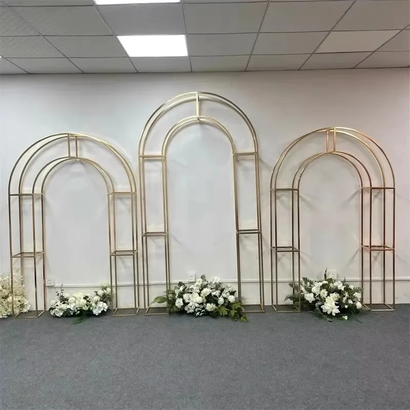 Golden Arc Arch for Wedding Stage Decoration, Latest Iron Screen, Background Frame, Welcome Area, 1Pc, 3Pcs