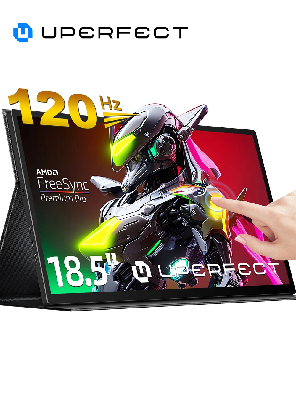 UPERFECT 120 Hz tragbarer Touchscreen-Monitor 18,5 Zoll HDR 300 cd/m2 FHD 1080P PS5 Gaming-Display mit HDMI USB C für Laptop MAC Telefon