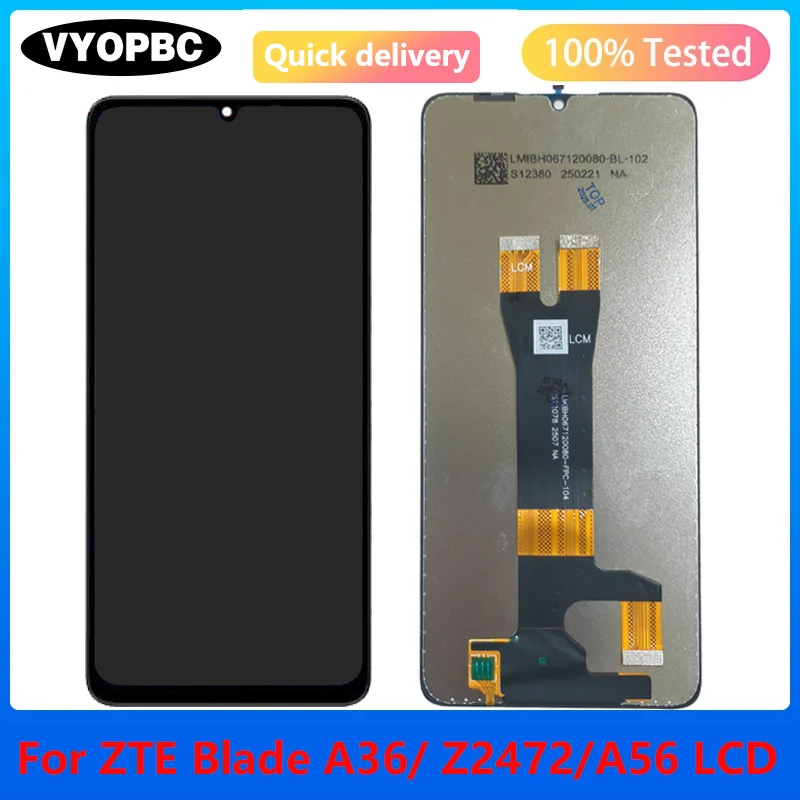 zte-blade-a36-a56-lcdディスプレイタッチスクリーンデジタイザーアセンブリ修理用675インチ純正lcd、nubia-a36-z2472-pantalla部品用