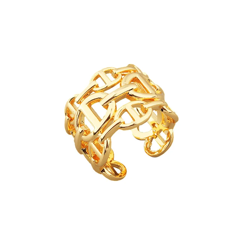trendy cool new products, bare body three-layer hollow pig nose ring opening average size men's and women's temperament jewelry - view 6