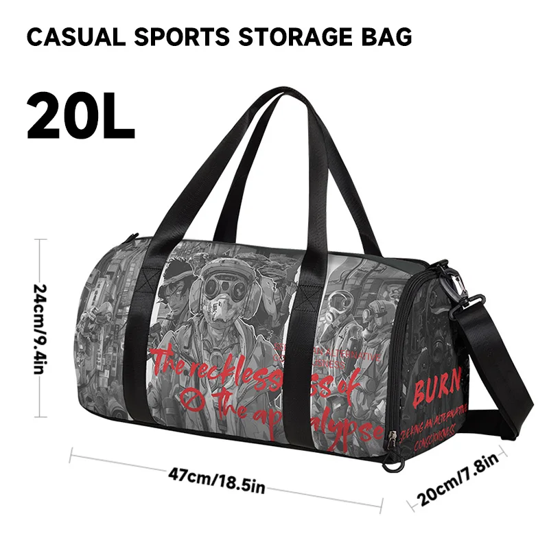 National Tide Wind Eschatological Punk Print Travel Training Yoga Swim Dry Wet Separation Independent Shoe Bin Sports Gym Bag