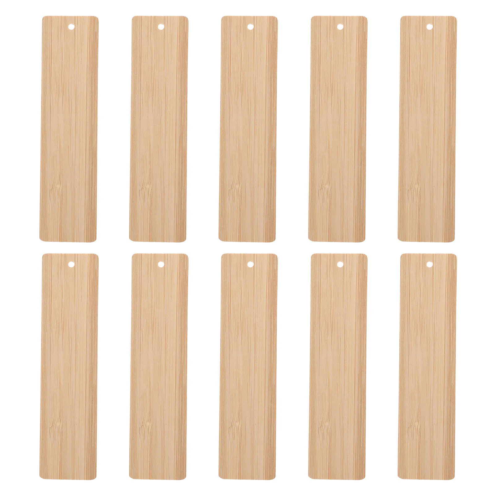 

10pcs Bamboo Bookmarks 12cm x 3cm DIY Craft Blanks Smooth Edges Round Corners Hanging Hole Decoratable Wooden Tags Student