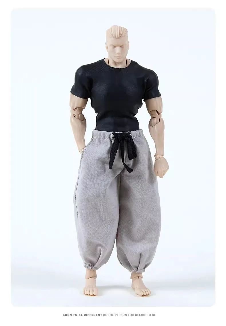 

1/12 Male Soldier Tight Fitting Black T-shirt Grey Loose Strap Pants Samurai Clothes Model Fit 6'' Action Figure In Stock