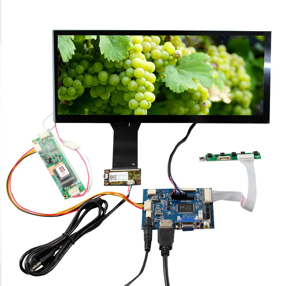 HD-MI VGA Controller Board With 12.3 LQ123K1LG03 Capacitive Touch Panel 1280x480 LCD