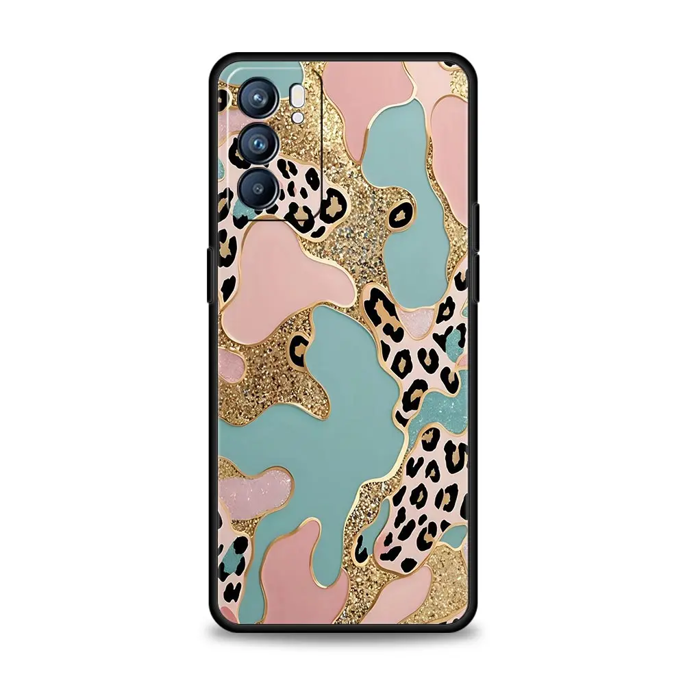 Luipaardprint Telefoon Case Voor Oppo Reno13 Reno12 Reno11 F Reno10 Pro A54 5G Vinden X5 A53 A52 A9 A57 A78 4G A79 A80 A98 Cover