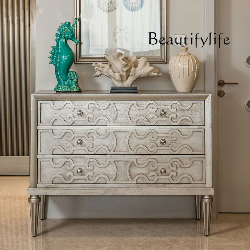 

Light luxury entrance cabinet three bucket living room dining side cabinet modern simple bedroom storage cabinet