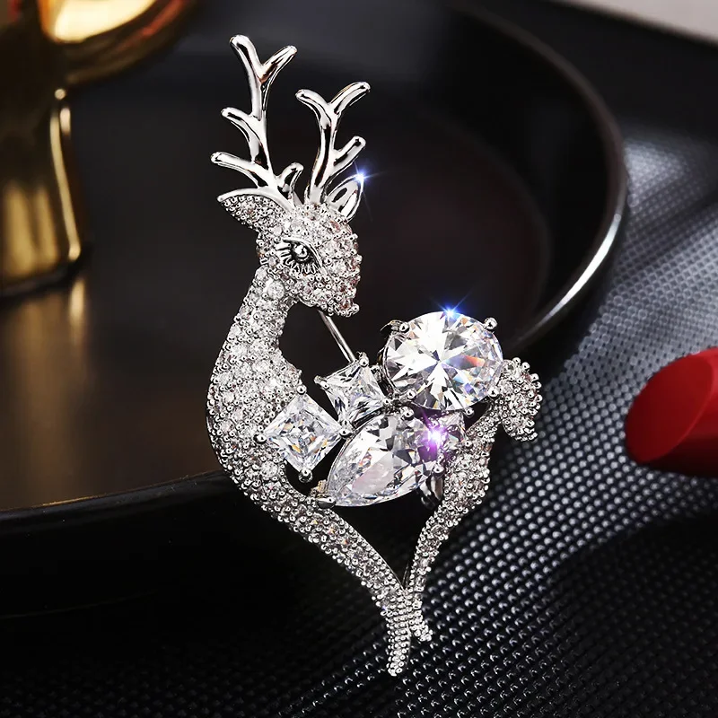 

CHKAWOCI creative new Deer Elegant Brooch Anti-slip buckle Zircon Brooch Accessory Corsage Pin Dinner wedding accessory