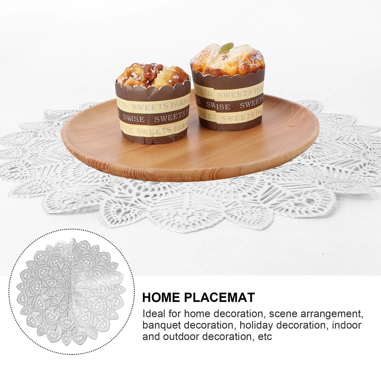 

2Pcs Peacock Tail Hollow-Out Placemat Creative Heat Insulation Pad Decorative Table Mat Party Dining Home Placemat