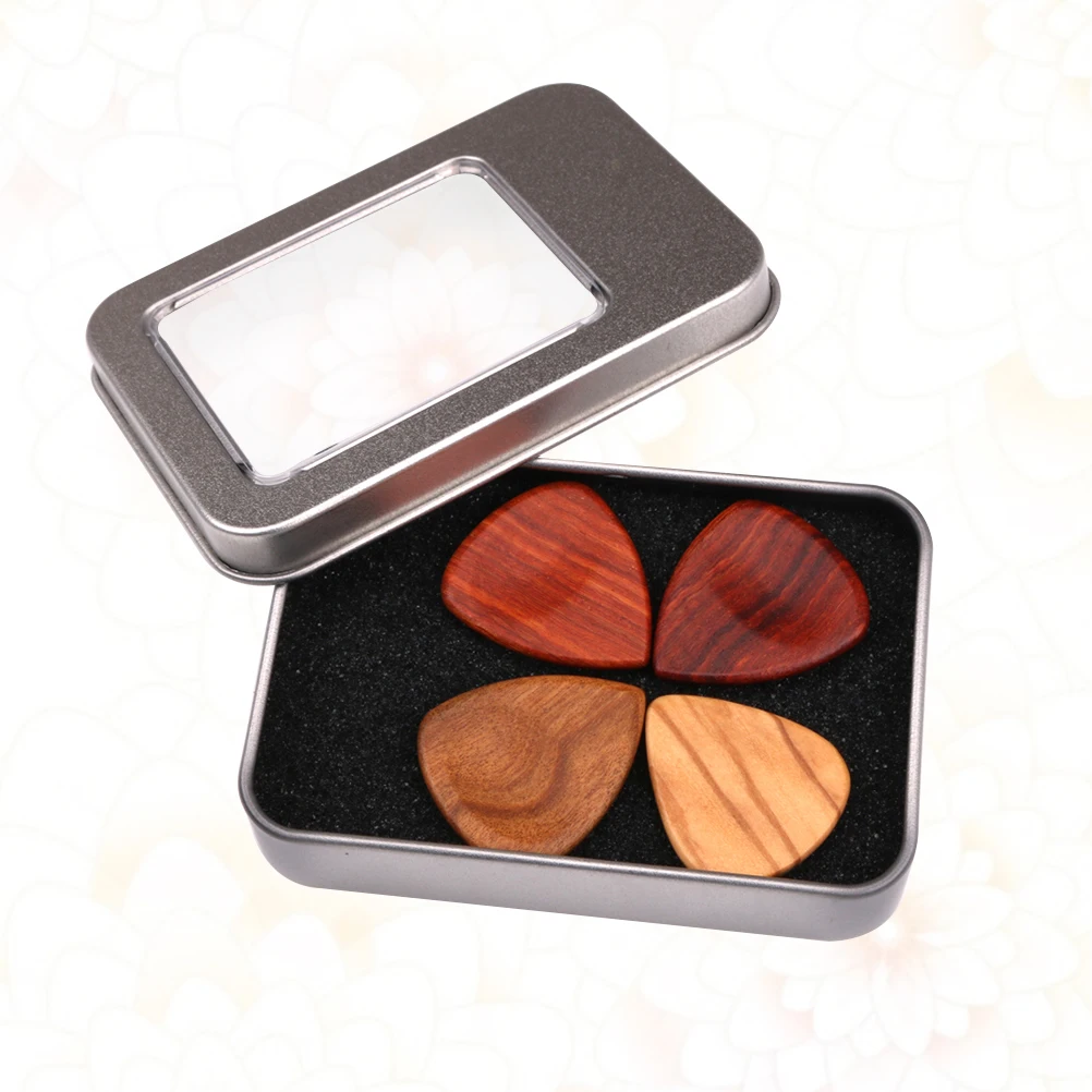 

Pick Set Guitar Collector Iron Case Holder Metal Organizer Collection Wooden Container