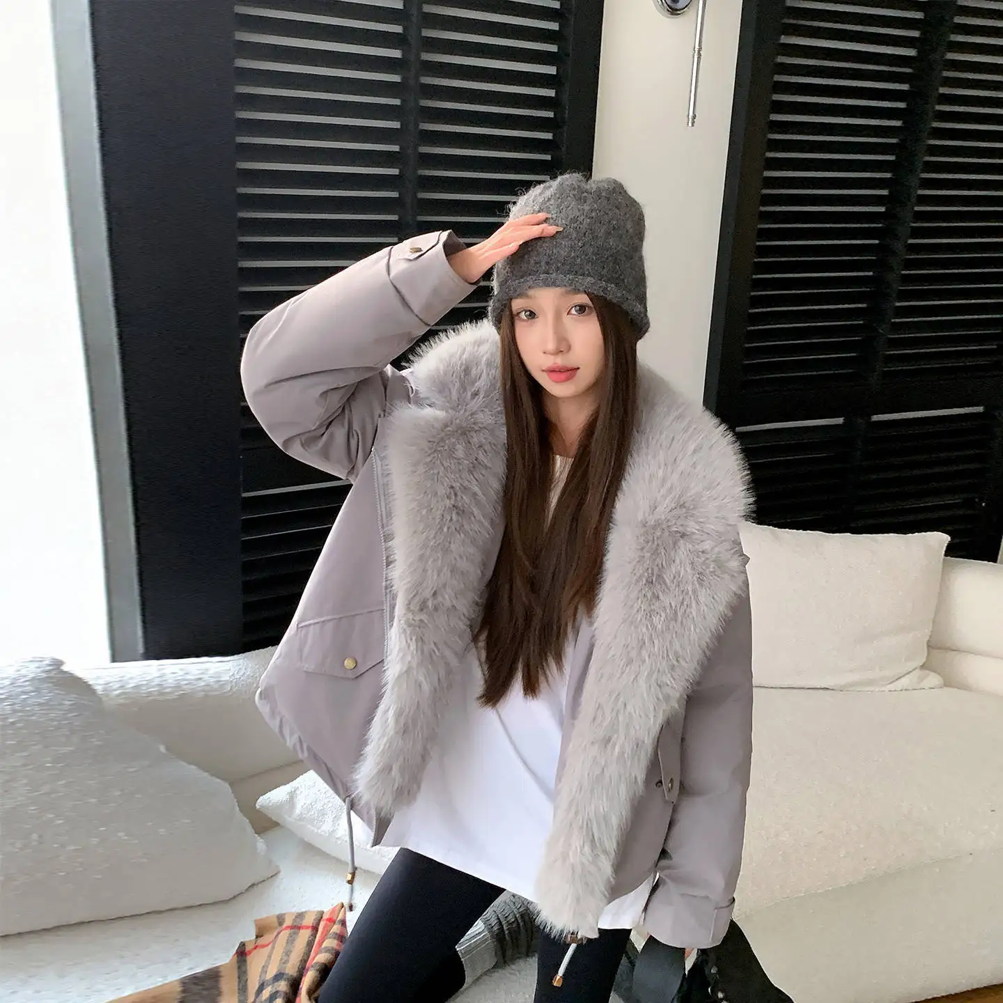 New Windproof Short Women's Winter Parkas Korean Style Faux-Fox Fur Hooded Puffer Jacket Down Cotton Padded Coat Outwear Female