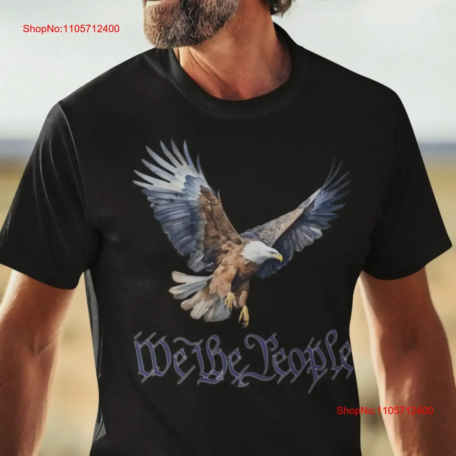 American Bald Eagle with Wings Wide Spread T Shirt WE THE PEOPLE Patriotic vintage Washed Top For Everyday Wear homme Casual