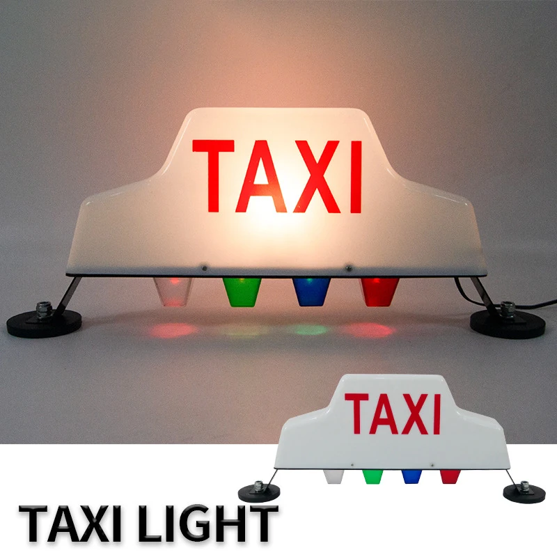 New 12V DC Roof Waterproof Top Sign Cab Lamp Light Signal Lamp Roof Top Sign Strong Magnetic LED Color 21W TAXI Light Universal view 3