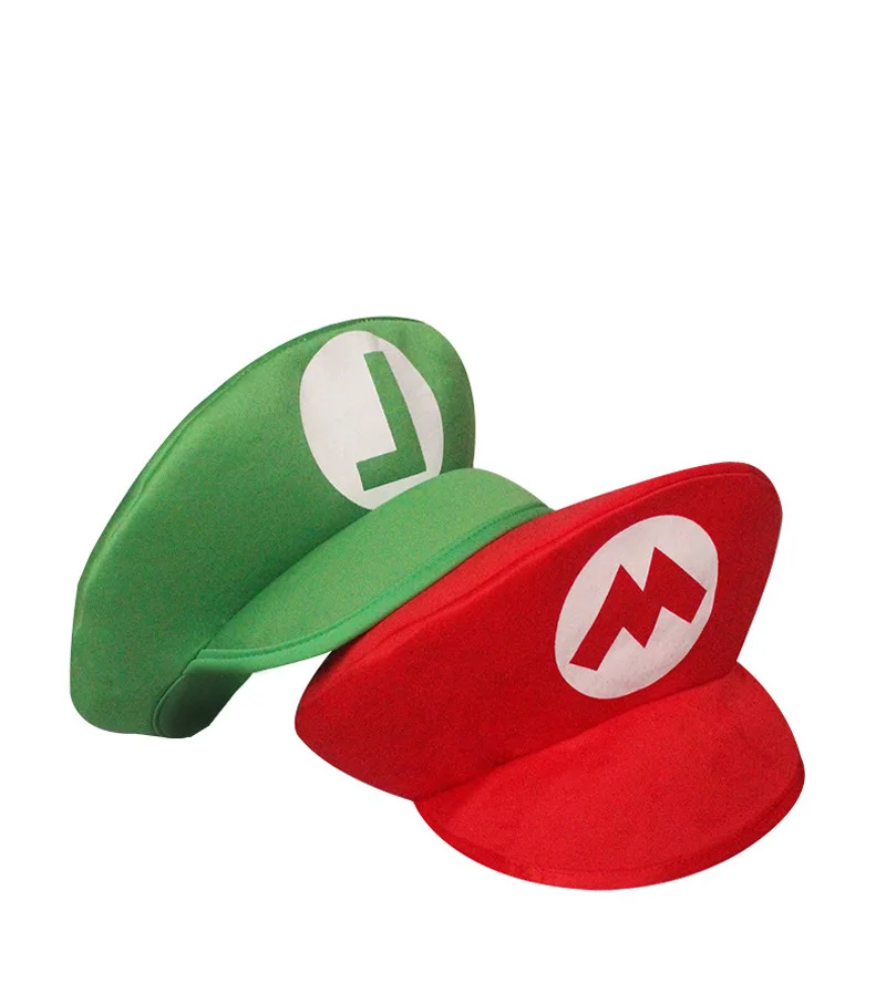 Adults Game Super Luigi Bors Cosplay Hats Funny Red Green Cap Halloween Party Cosutmes Accesorries Xmas Masqurade Decor