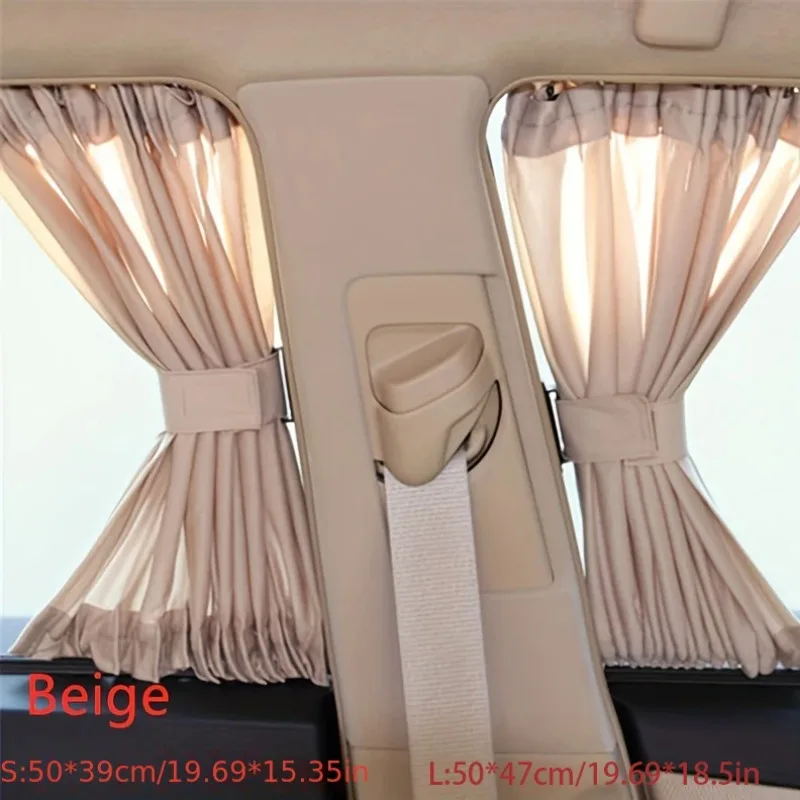 

2pcs Universal Car Sun Shade Side Window Curtain Auto Foldable Uv Protection Black Pure Cloth Sun Visor Blinds Cover Car-Styling