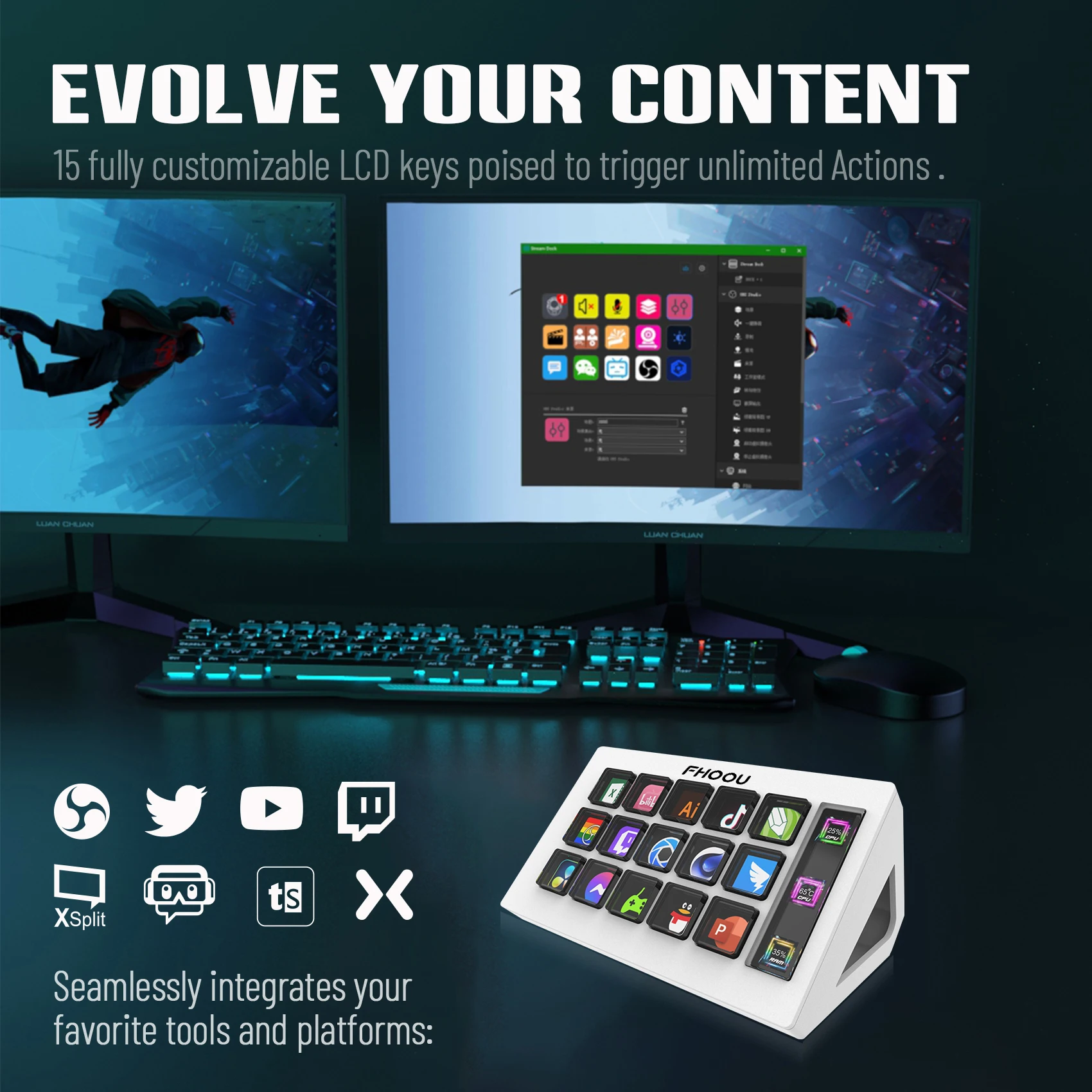 Imagem -04 - Streamdeck-mini Teclado Visual Stream Deck Live Content Creation Controller 15 Teclas Botão Personalizado Win Presentes Macos