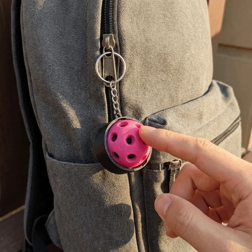 Spherical Button 3D Printed Keychain Sports Theme Creative Design Stress Relief Keychain Basketball Portable Clicker Keychain