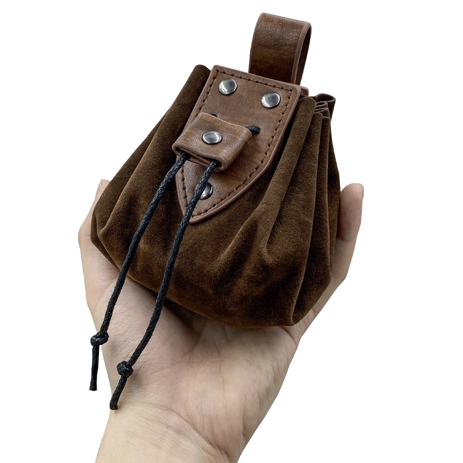 Unisex Medieval Vintage Money Pouch Bag Fanny Pack Belt Costume Props Faux Leather Cosplay Drawstring Bag Portable Coin Purse