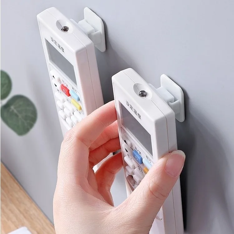 2 Pairs Sticky Hook Set for Air Conditioner TV Remote Control Strong Hanger Plastic Key Wall Racks Holder Home Organization