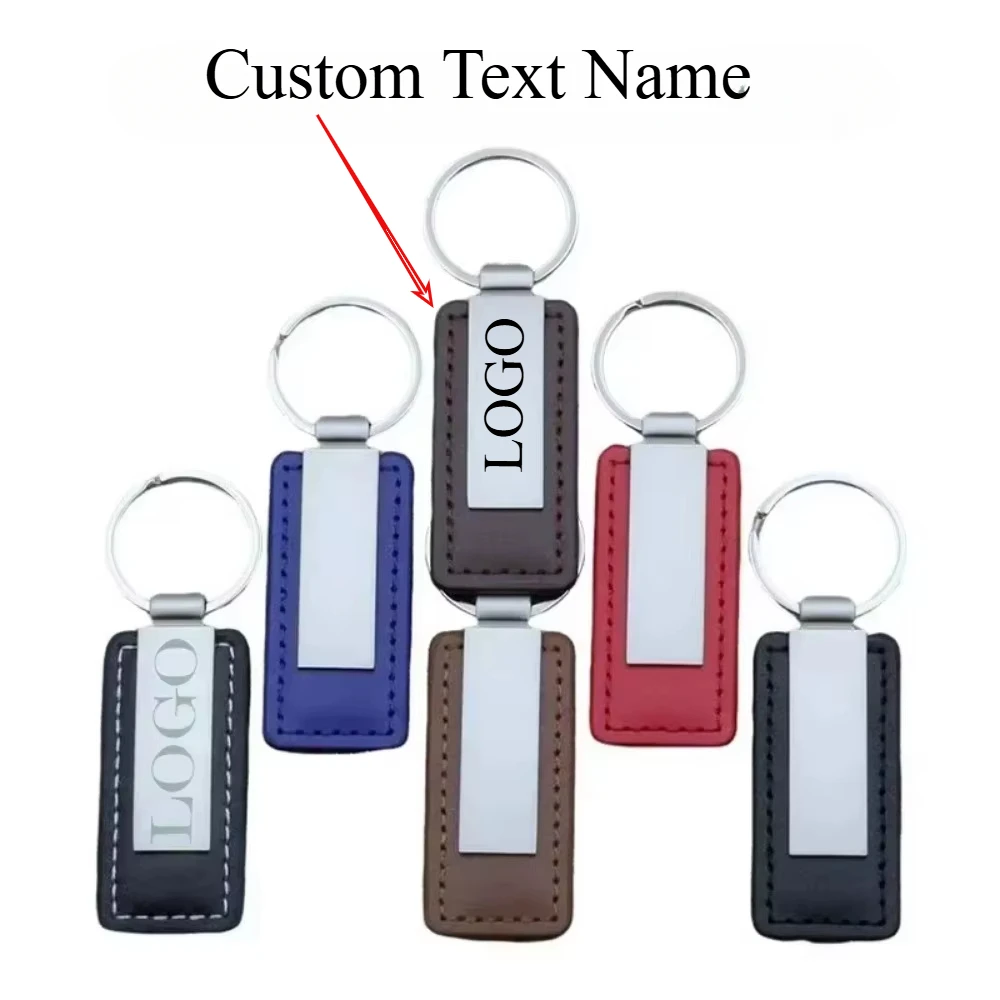 

Hot Custom Logo Name Metal Stainless Steel for Car Moto Keychain Men and Women Keyring Leather Engraved EngravingKey Chain Gift