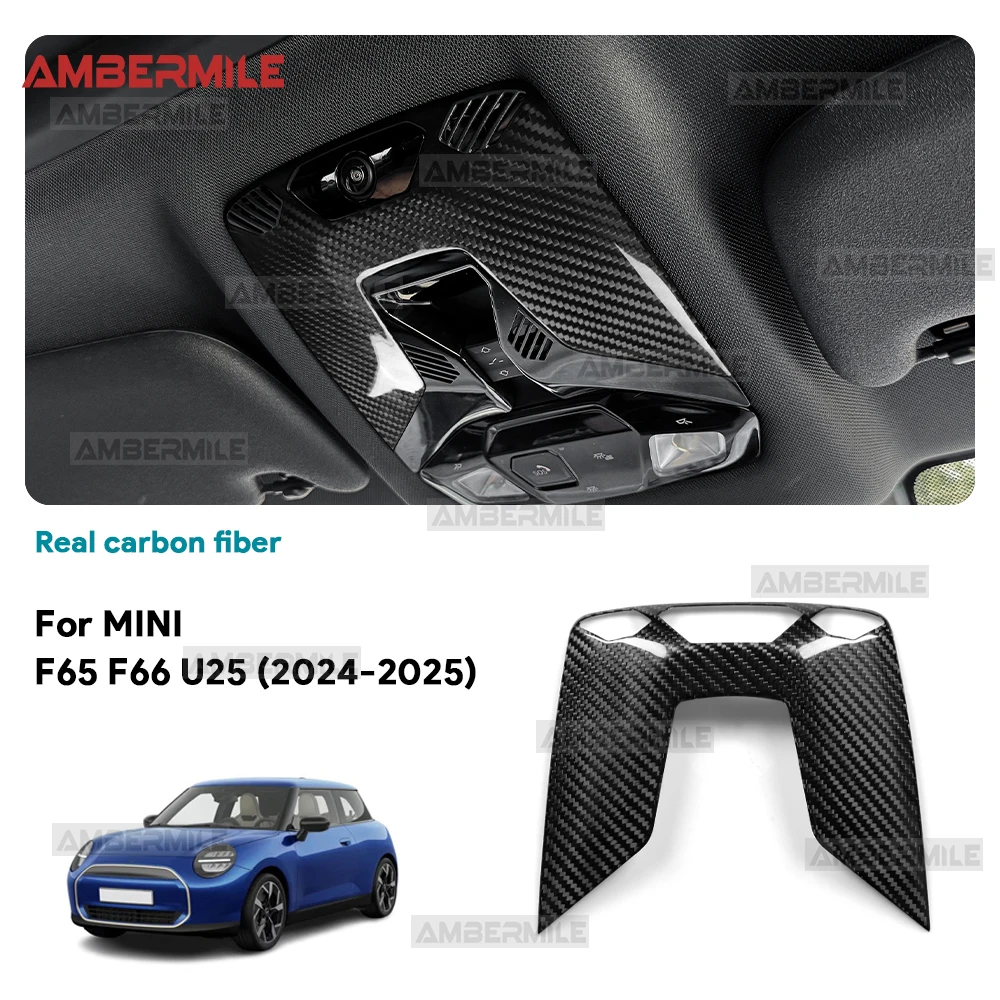 Real Hard Carbon Fiber for BMW Mini Cooper F65 F66 U25 Countryman 2024 2025 Car Roof Reading Light Cover Frame Sticker Styling