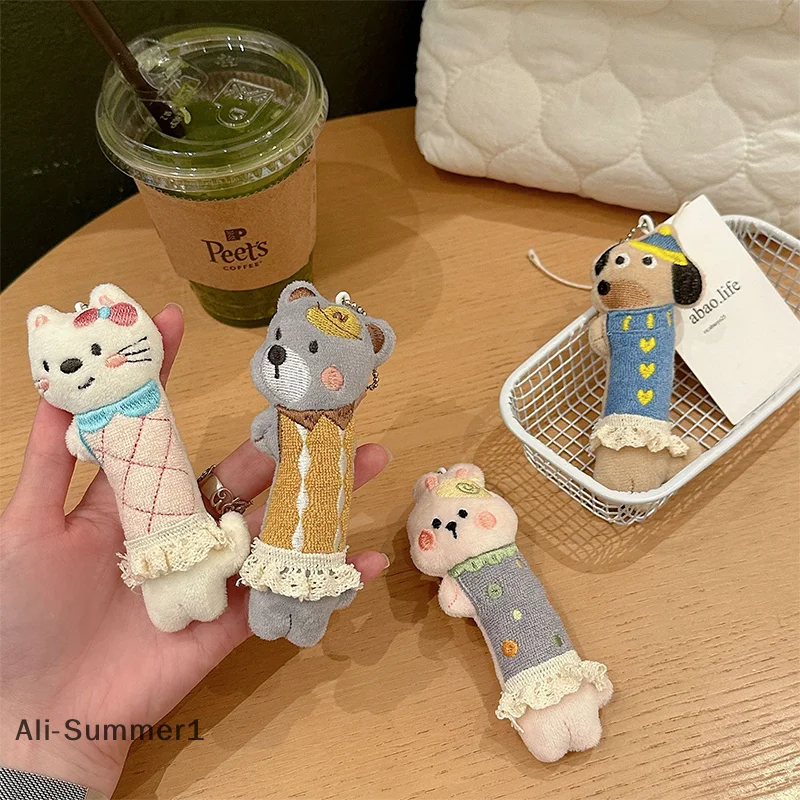 【E】Creative Cartoon Dancing Small Animal Cute Plush Doll Pendant Backpack Hangings Decoration