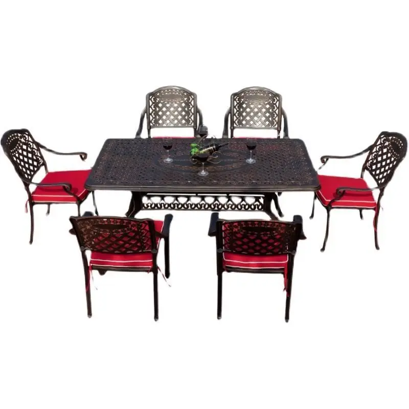 

Outdoor, cast aluminum, balcony combination, European-style villa, courtyard garden sunscreen wrought iron tables and chairs