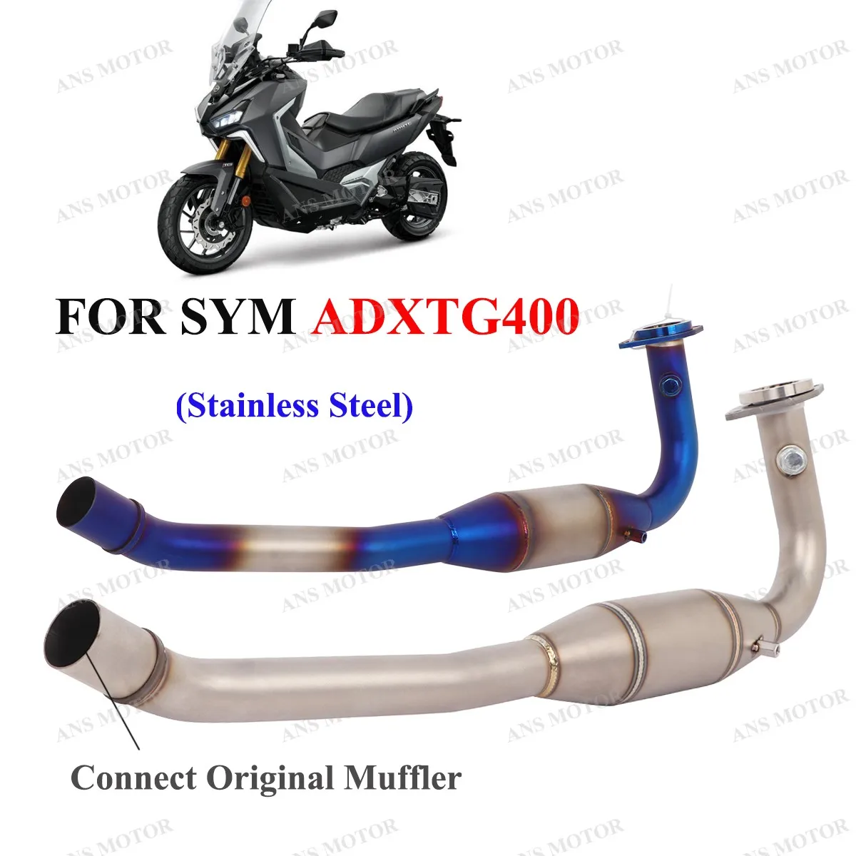 

Slip On For SYM ADXTG400 24-25 Exhaust Front Link Pipe Modify ADXTG Exhaust Escape Muffler Connect Original Muffler Stainless