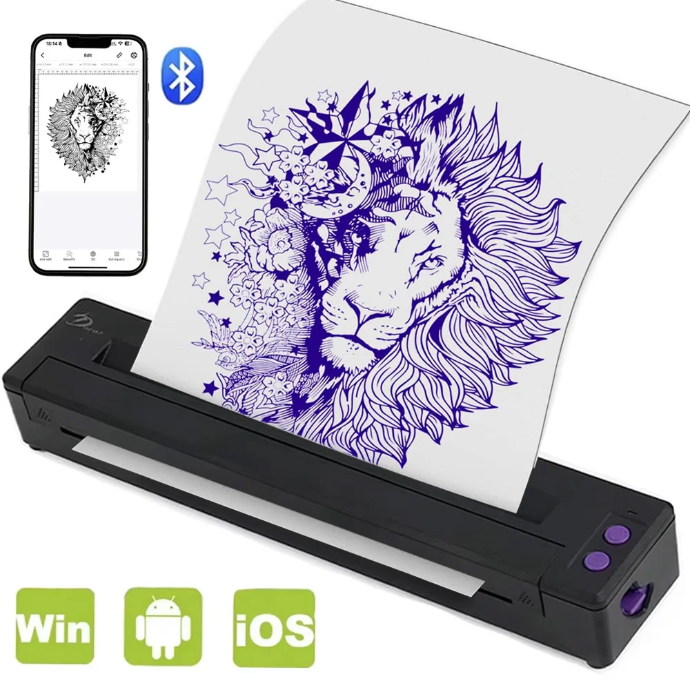 Wireless Tattoo Printer Thermal Template Machine Bluetooth Professional A4 Paper Printer Portable Thermal Maker Printing Copier