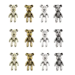 20pcs Punk Metal Alloy Nail Art Charms 3D Violent Bear Two/three Sections Chain Nail Decoration 3D Dark Design Manicure Supplies