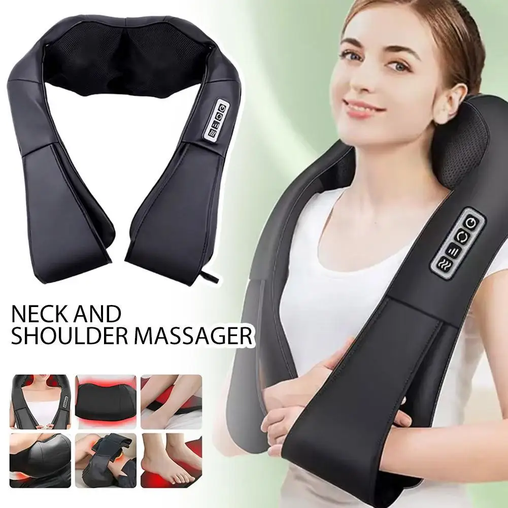 

Массажер для шеи и плеч шиацу, массажер для спины с подогревом, U-образная электрическая массажная подушка для глубокого разминания для шеи, талии, ног, тела