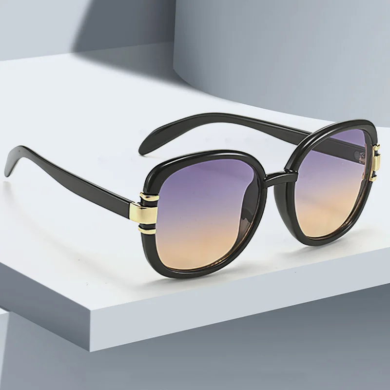 New In 2025 Sunglasses for Women Modern Fashion Purple Orange Gradient Decorative Glasses Transparent Plastic Frame Metal