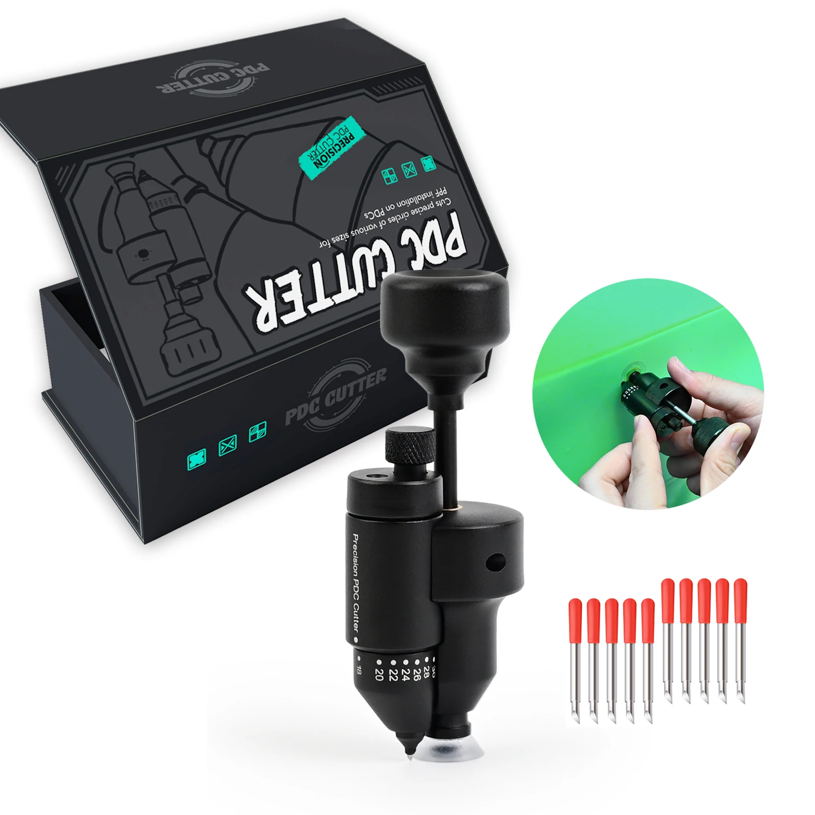 FOSHIO 18~32 мм Профессиональный прецизионный резак для вырезания круглых отверстий под радар в автомобиле, для тонировки, нанесения защитной пленки PPF, инструмент для стайлинга парктронеров