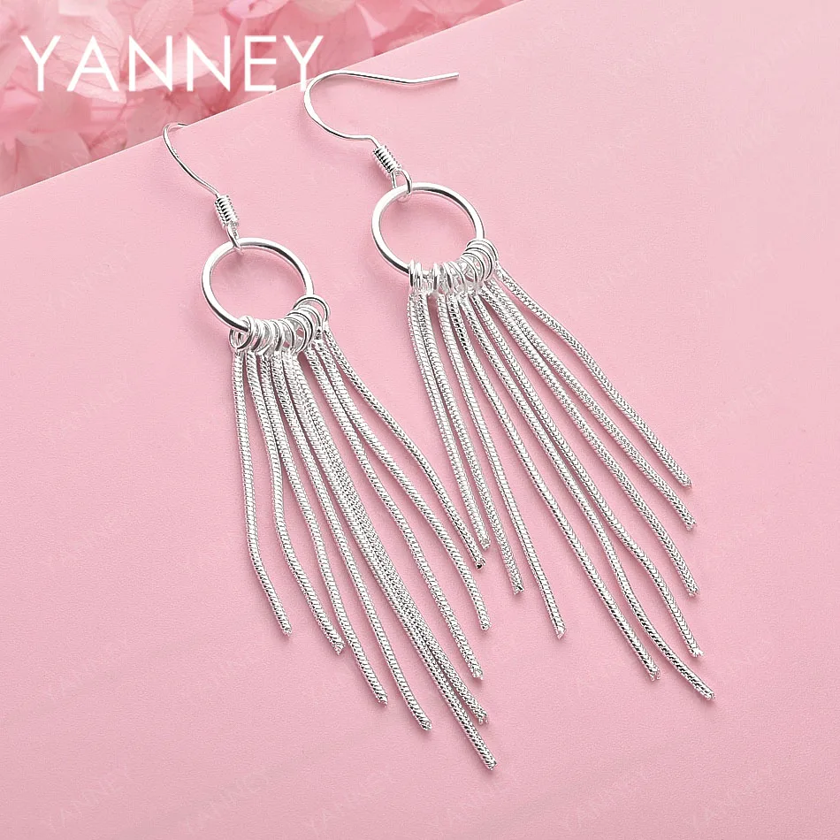 

Очаровательные длинные серьги-кисточки из стерлингового серебра 925 пробы, модный подарок на помолвку, ювелирные украшения для женщин