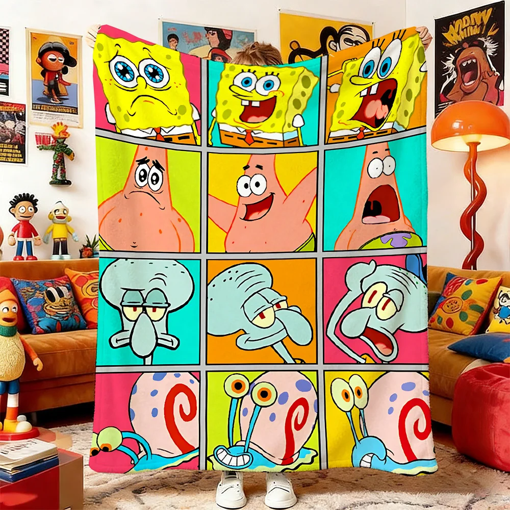 Mantas y Cobijas Dobles, Manta de Bebé de Bob Esponja, Cubrecama de Anime, Decoración para el Hogar, Cubrecama para Sofá, Manta para Picnic y Siesta